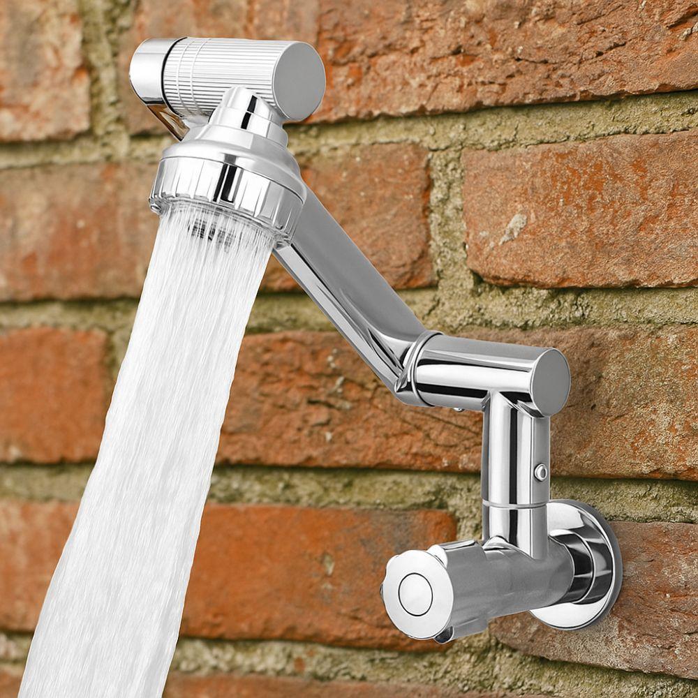 360° Rotation Wall Mounted Faucet Stainless Steel Bathroom Faucet  Washbasin Installation