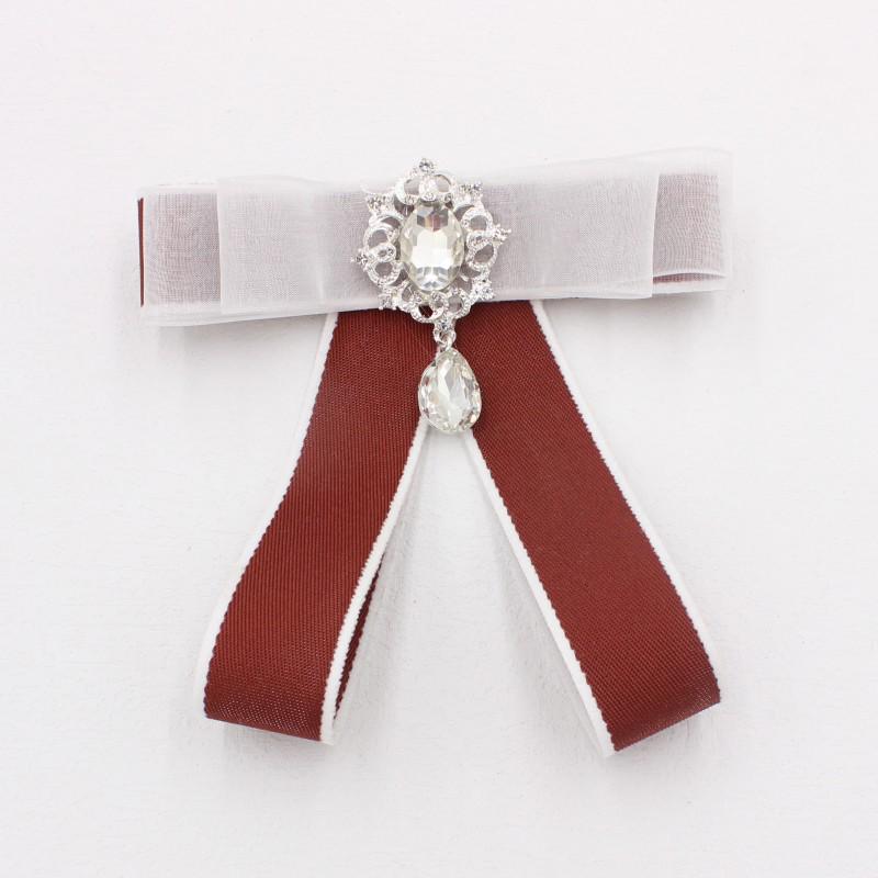 Star Cat Korean Lace-Trimmed Rhinestone Bow Tie with Flower Design - TS251