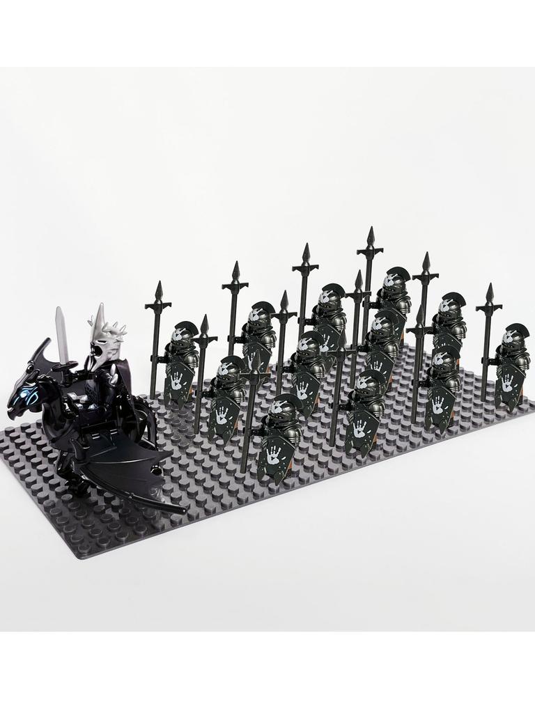 13pcs Medieval Soldiers Lord Sauron Witch-king of Angmar Shadow Orcs Strong Uruk-hai  Minifig Building Block Toys for Kids