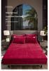 Solid Color Crystal Velvet Fitted Sheet Set - Single Piece Bed Sheet with Mattress Protector