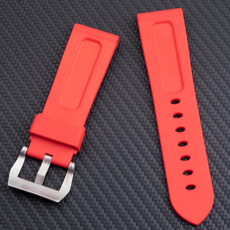 Soft AAA Fluororubber FKM Rubber Watchband Fit For Panerai Strap Accessories For PAM111/441/389 Watchbands 24mm Tang Pin Buckle