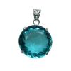 Naturalny Niebieski Topaz Wisiorek Okrągły Kształt 100% Certyfikowany Srebro Próby 925 Kamienie Szlachetne my-393-k