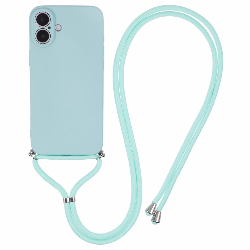 For iPhone 16 Plus Crossbody Case TPU Protective Phone Cover with Soft Fiber Lining