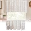 White Lace Window Valance, Sheer Vintage Floral Lace Short Curtain, Light Filtering Valance Curtain with Rod Pocket for Basement Kitchen Window