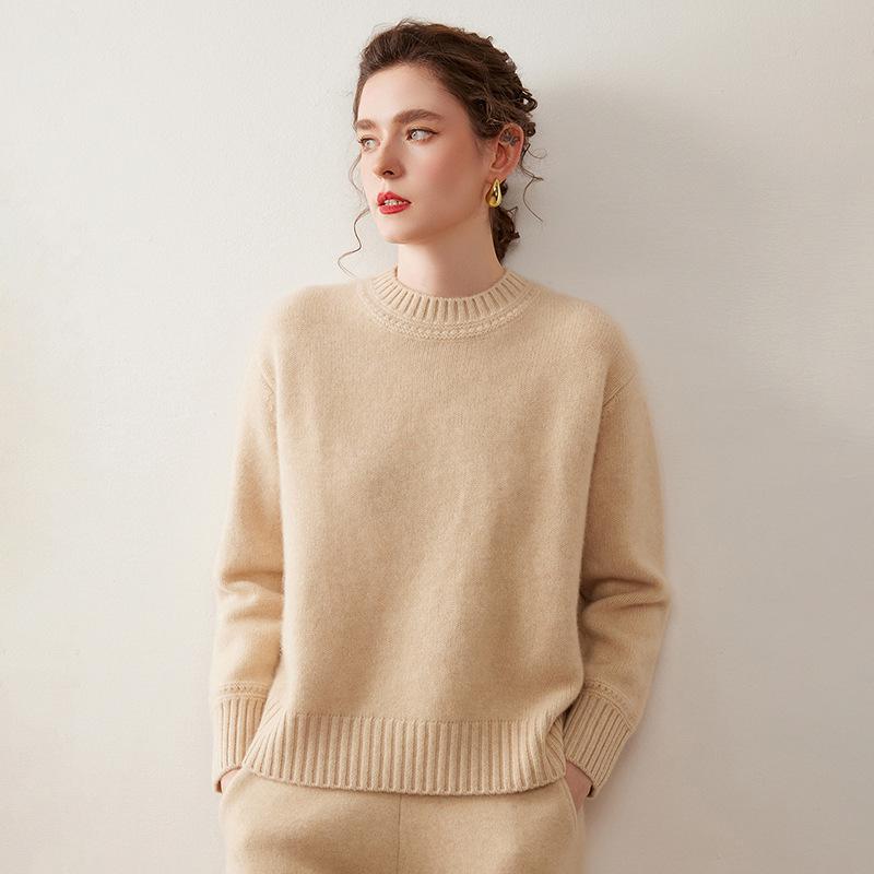 Women's Baby Cashmere Sweater: Soft, Warm, Loose Knit, Solid Color, Versatile, Simple Base Layer
