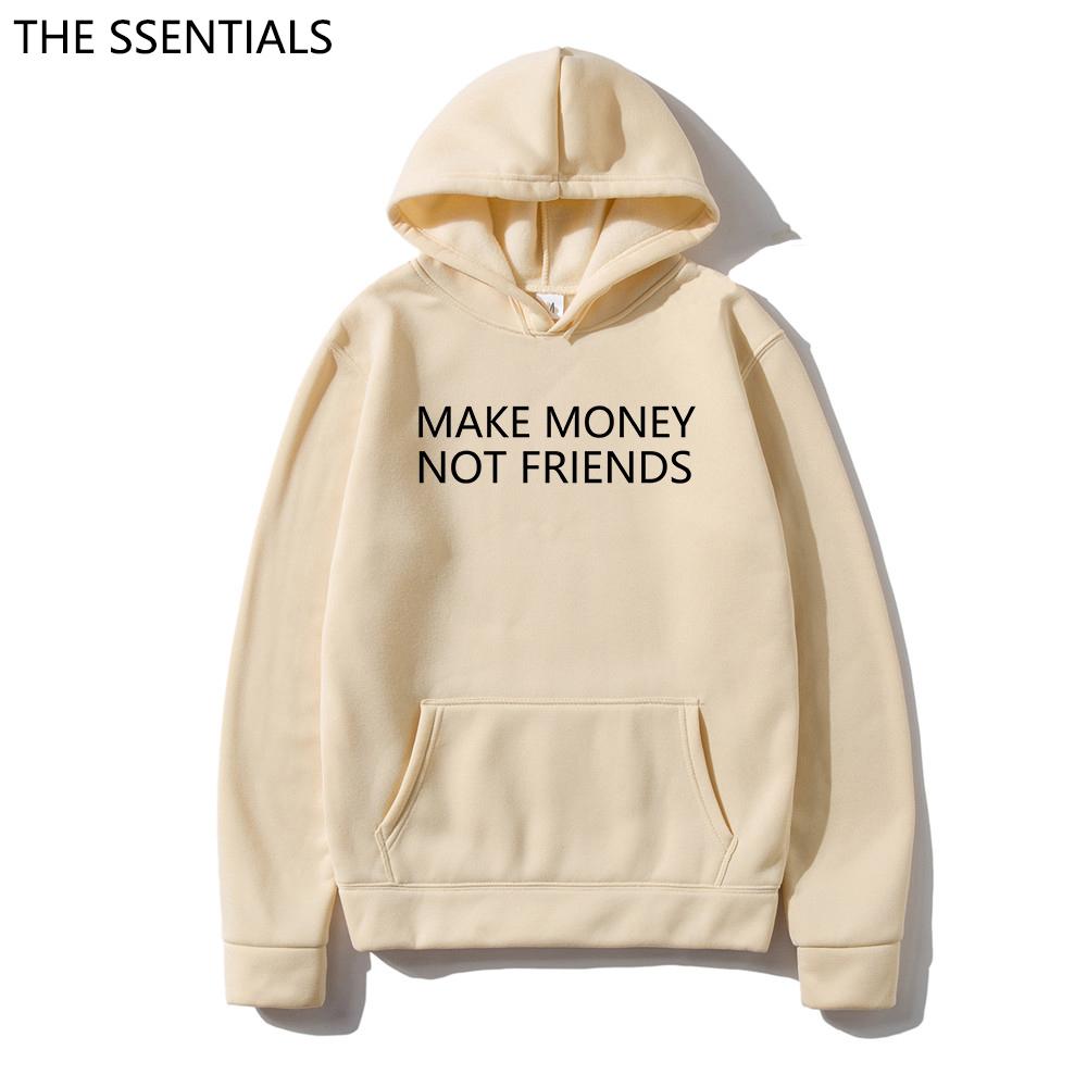 MAKE MONEY NOT FRIENDS Hoodie Fashion Unisex Letter Print Hooded Pullover Sudadera Unisex Streetwear Sweatshirts Hoody Tops Clothes