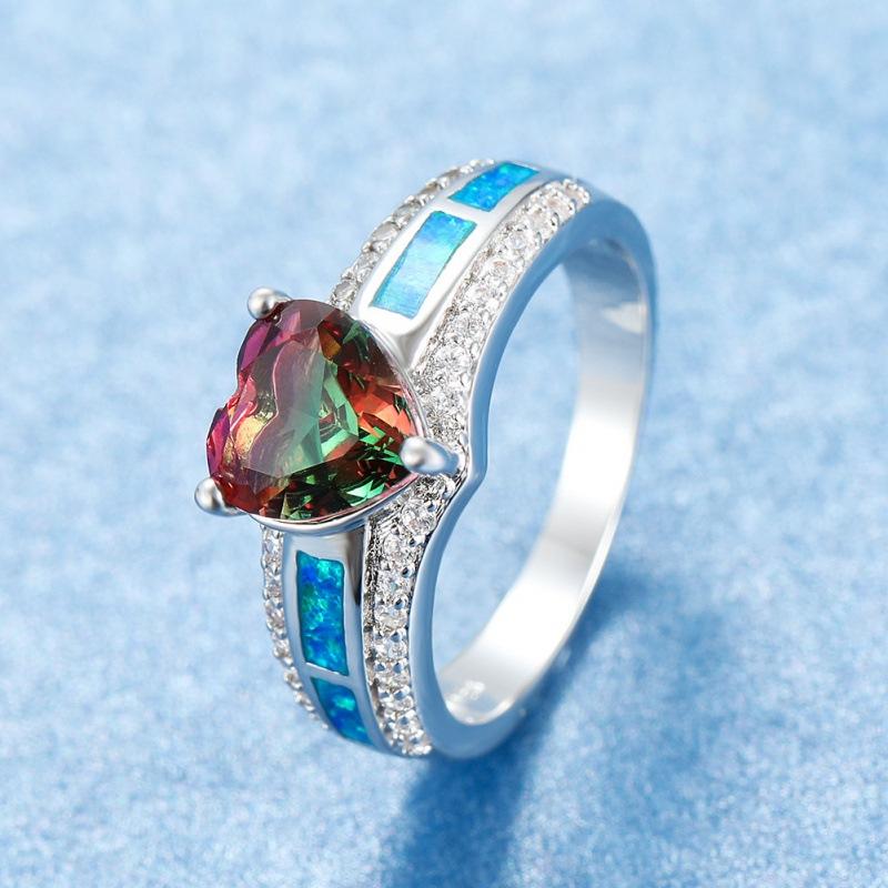 Platinum peach heart ring, fashionable and personalized retro woman no. 6
