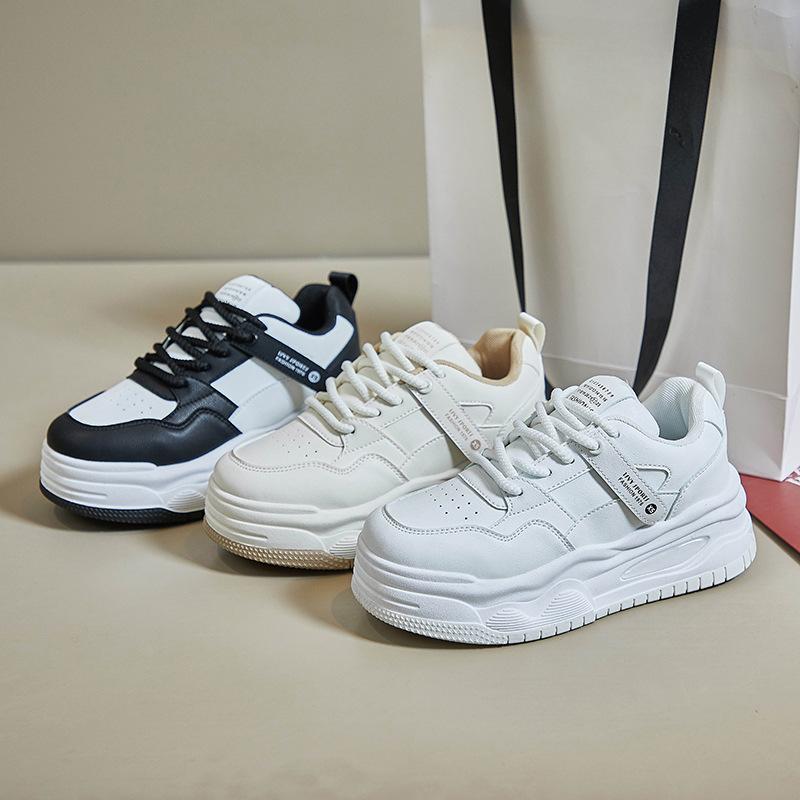 White Shoes for Women Spring New Height Increasing Student Board Shoes for Women Platform Street Style Casual Shoes