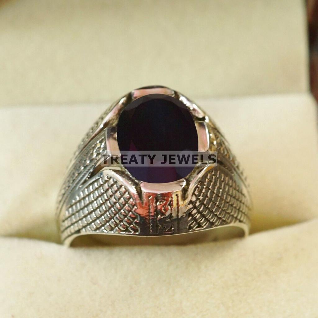 Black Onyx Oval Cut Gemstone With 925 Sterling Silver Ring For Men's #A800 JL375666837110