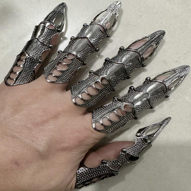 Harajuku Dark Tech Bionische Roboterhandschuhe mit verstellbaren Rüstungsringen