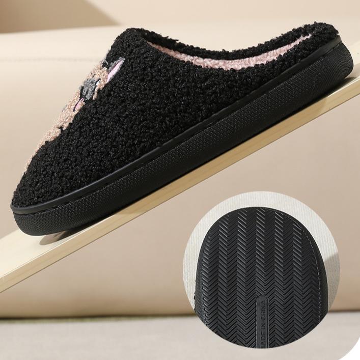 New Comfortable Home Cute Cartoon Wolf Dog Winter Cotton Slippers for Men and Women Couples Warm Indoor Cotton Slippers