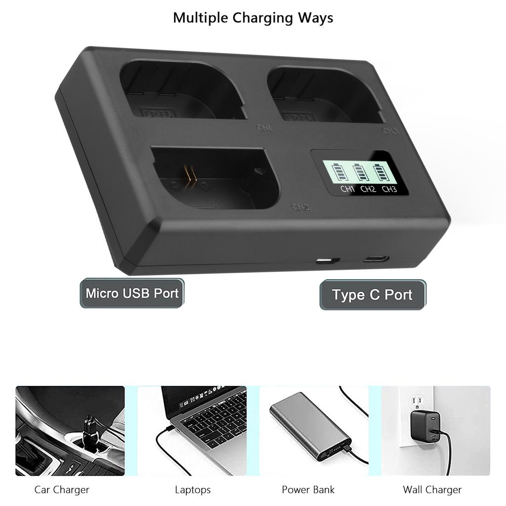 LP-E6 LP-E6N LPE6NH Triple Slot Battery Charger  For Canon EOS 5D Mark II Mark III Mark IV 5D SR 60D 60Da 6D 70D 7D R5 R6