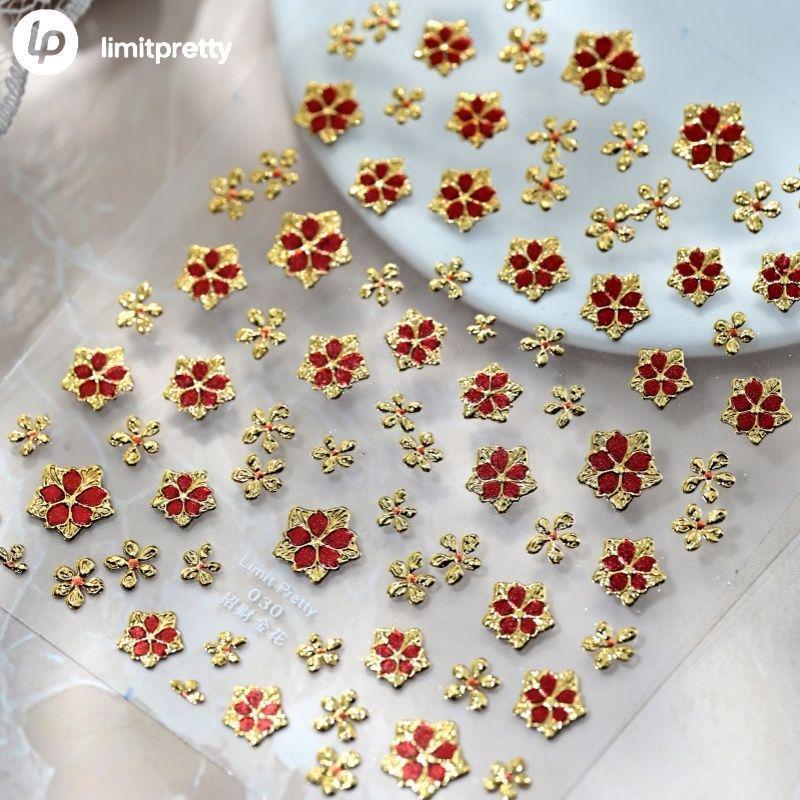 New Arrival Koi Fish & Gold Flower Nail Art Stickers - Wealth Attraction & French Flower Designs for Wearable Nail Decorations