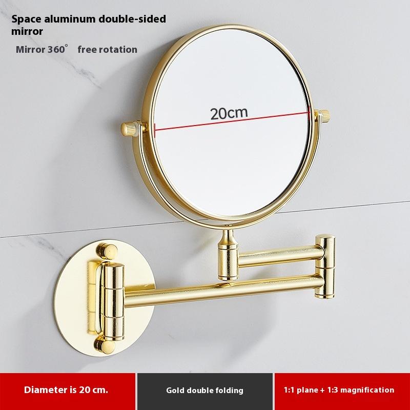Black Gold Telescopic Mirror Bathroom Cosmetic Folding Beauty Wall Hanging Double-sided Mirror Bathroom
