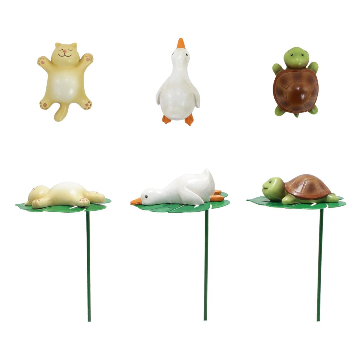 

6-pc animal refrigerator sticker statue, metal leaves, flower pot decoration plugin, resin crafts, multi scene DIY application