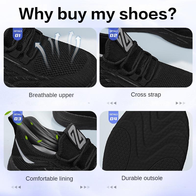 Fashion Men's Sports Shoes 2024 Spring New Men's Casual Breathable Single Shoes Men's Mesh Soft Sole Running Shoes