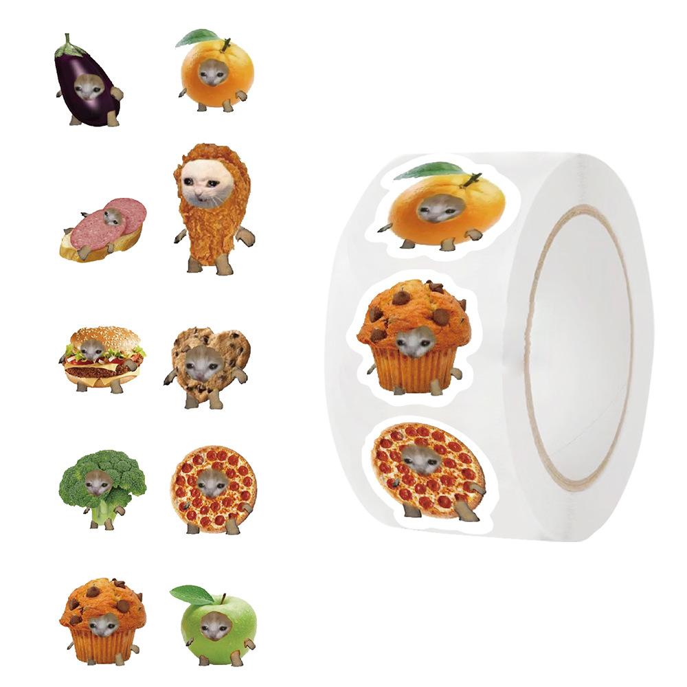 500 Pictures/roll Roll Stickers Tape Food Cat Head Handbook Material Decorative Envelope Seal Stickers