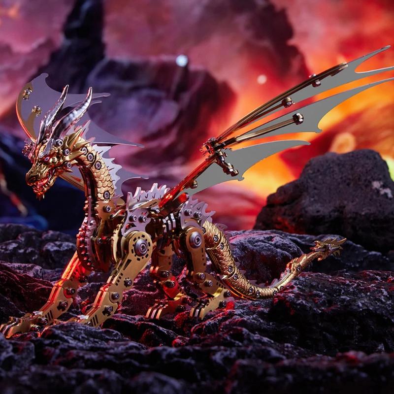 3D Dragon Metal Puzzle Adult Edition Steampunk Mechanical Diy Assembly Model Kit Steel Warcraft Assembly Handmade Toy