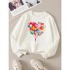 European Sizes Heart Balloons Colorful Pattern Love Design Girls' Crew Neck Sweatshirt, Western Top, Long Sleeved, Casual for Little Girls.