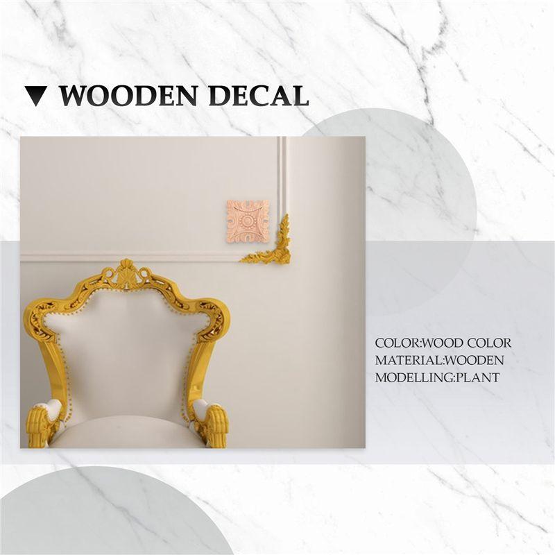 AEE4-Vintage Unpainted Wood Carved Corner Onlay Applique Frame Background Home Furniture Wall Cabinet Door Decor Decoration