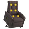 Massage Recliner with Rising Function Dark Brown Fabric