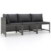 313505 vidaXL Garden Lounge Set 3 Pcs with Cushions Wicker Resin Grey