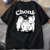 Ladies Casual Short Sleeved Tshirt with Cute Cartoon Cat Chonk Letter Print Fashionable Daily Ladies Tshirt