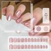 Cat Eye Press-On Nails: Luxurious Nail Art Tips with Stone Glass Beads In Long & Short Whitening Styles