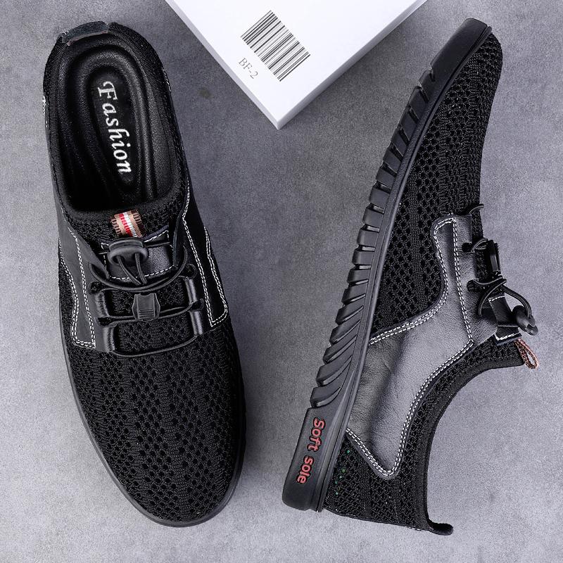Fashion Handmade Men's Summer Sneakers Breathable Men Mesh Shoes Outdoor Casual Flats Comfortable Walking Treking Shoes Hollow Out Shoes