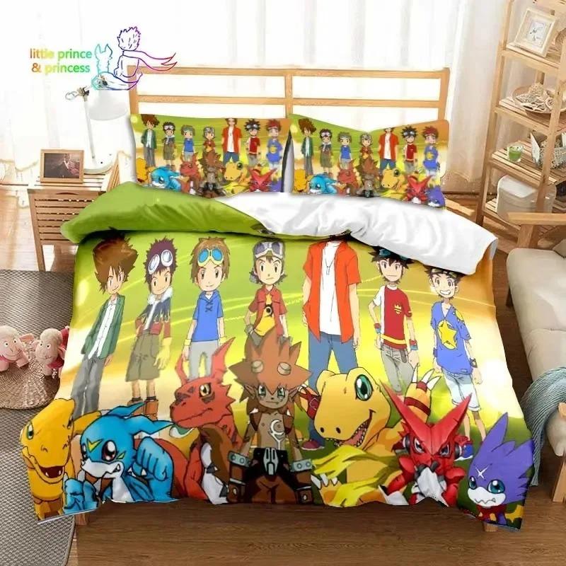 

Digimon Anime Комплект постельного белья Single Twin Full Queen King Size Комплект постельного белья для взрослых и детей Спальня Приключения Монстр Мультфильм Постельное белье Подарок AU Double 180x210cm