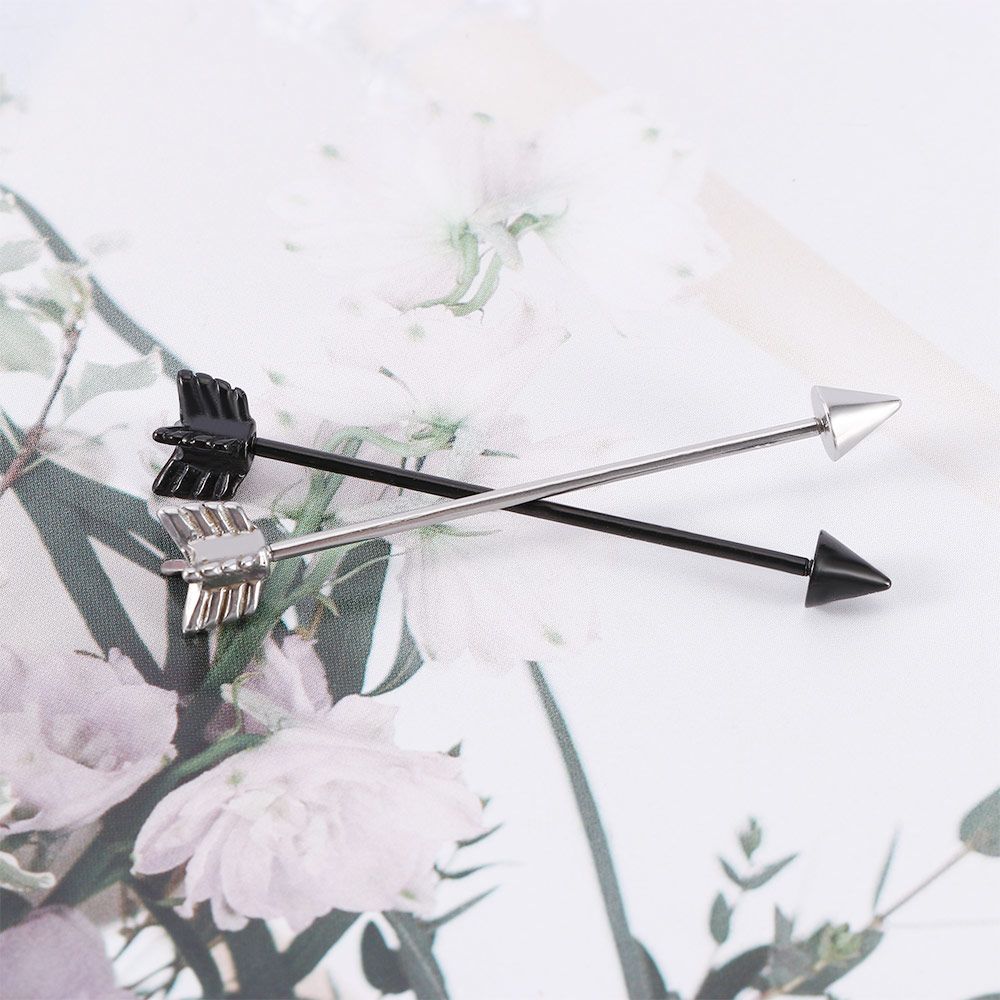 Schraube 35mm Silber Schwarz Industriell Barbell Schmuck Stecker Ohrring Pfeil Piercing Ohrknorpel