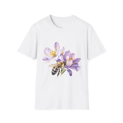 Bee Floral Spring T-Shirt, Honeybee Garden Tee, Botanical Flower Shirt, Nature