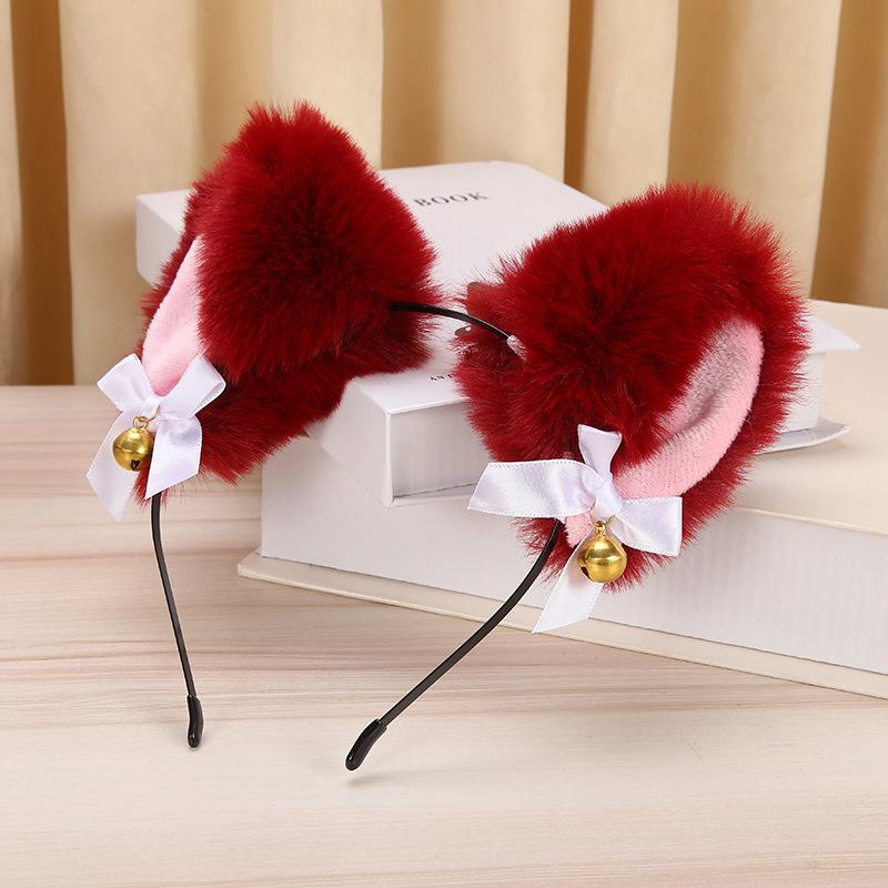 1PC Cat Ear Bow Headband Necklace Claw Gloves Cosplay Plush Bell Hairband Women Girl Masquerade Party Headwear Hair Wholesale