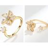 Zircon Rotatable Ring Star Rhinestone Crystal Flower Ring Flower Opening Ring  For Women