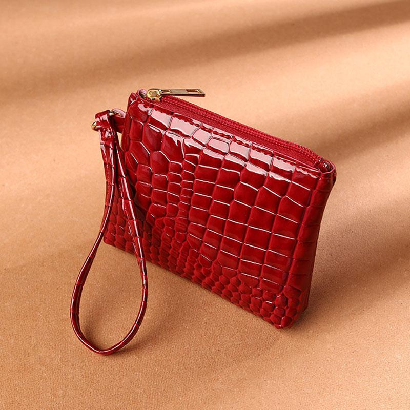 Mini Women'S Wallet Crocodile Print Short Zipper Wrist Small Coin Bag Fashion Retro Pu Leather Ladies Card Holder Coin Purses