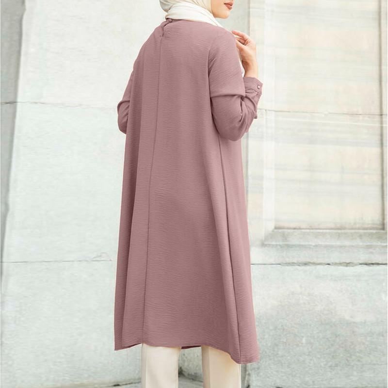 Lente en herfst dames plus size jurk losse casual lange mouwen knoop decoratie lange mouwen shirt jurken