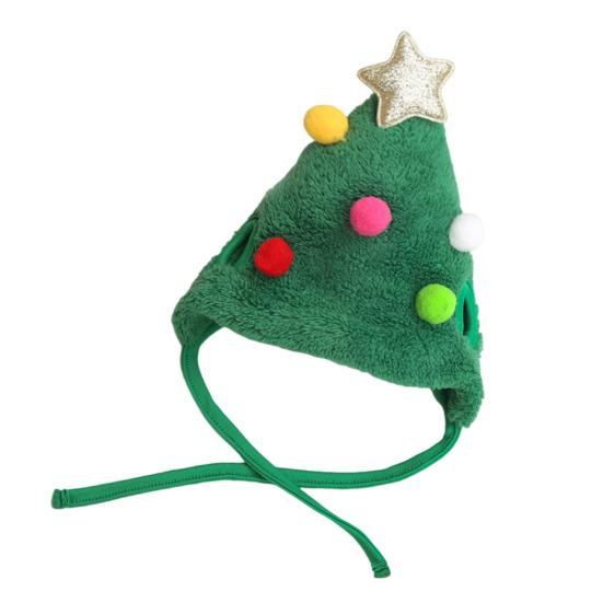 1 Set Christmas Pet Outfit Christmas Tree Pom-Pom Hat And Pet Bib Holiday Pet
