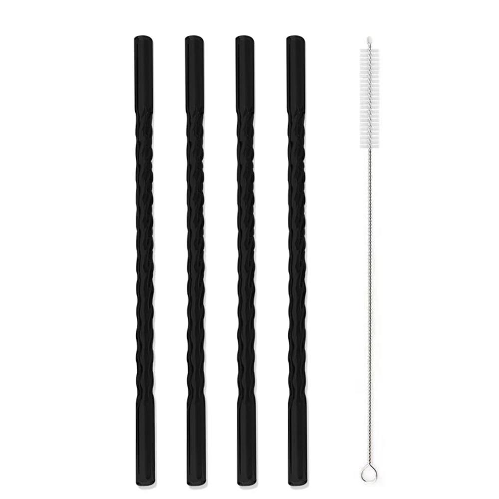 Colorful High Borosilicate Glass Straw Eco Friendly Drinking Straw 4Pcs Reusable Glass Straw Cocktail Smoothie Bar Accessories 5
