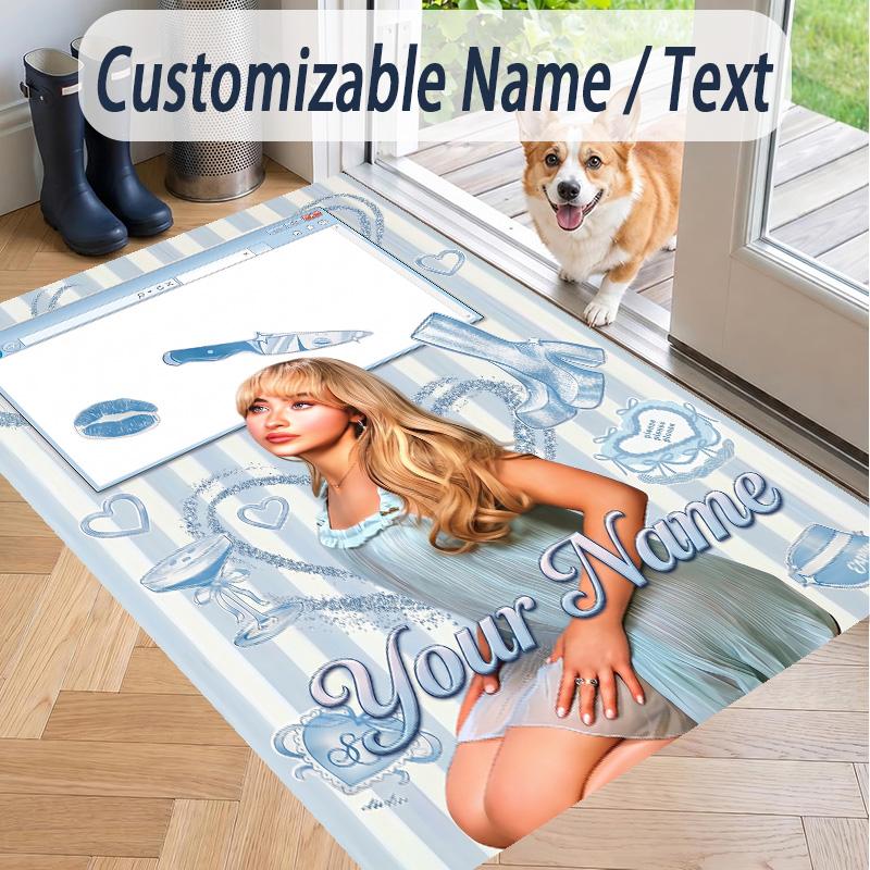Custom Text Sabrina Carpenter Pattern Floor Rug Soft Indoor Carpet Mat Living Room Bedroom