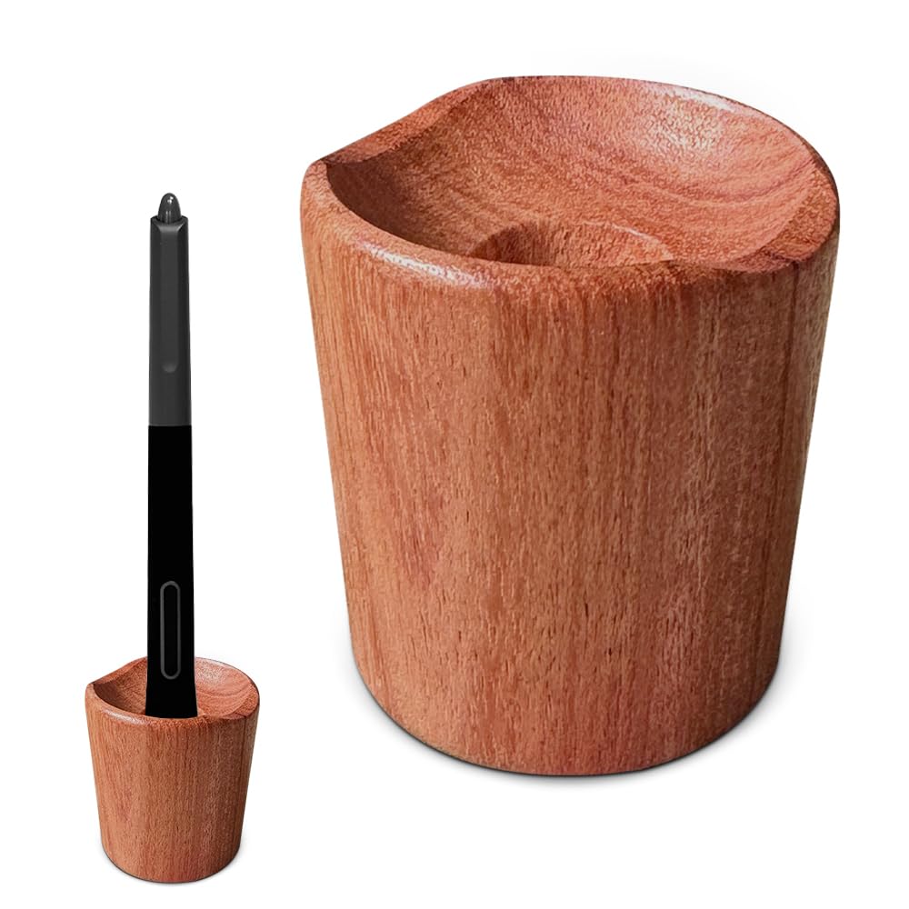 

Crelaxio Single Pen Holder for Graphic Tablets, Wooden Pen Stand with Non-Slip Design, Pen Tip Protection, Simple Design for Desks, Office Use,