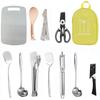 Portable Multi-Functional Camping Cookware Set with Knives and Storage Bag