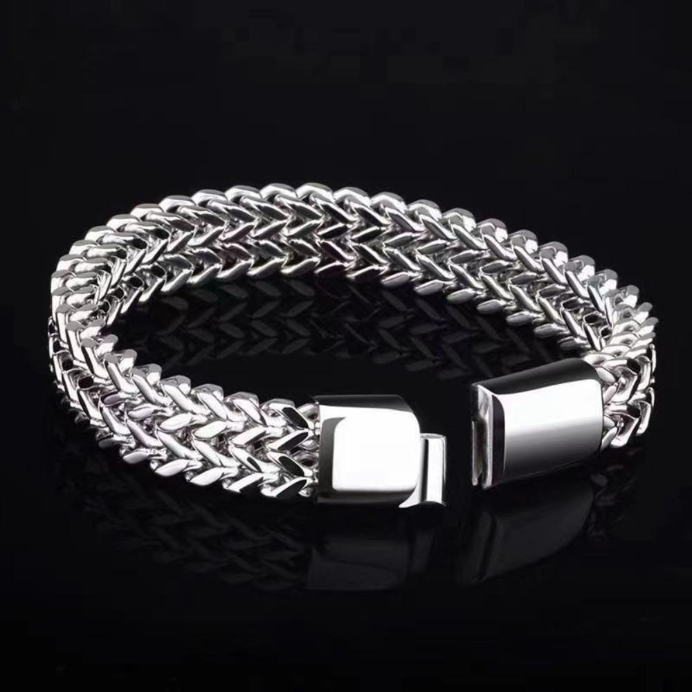 Alloy Material Fish Scale Bracelet Double Overlap Magnetic Buckle Bracelet  Male Accessories