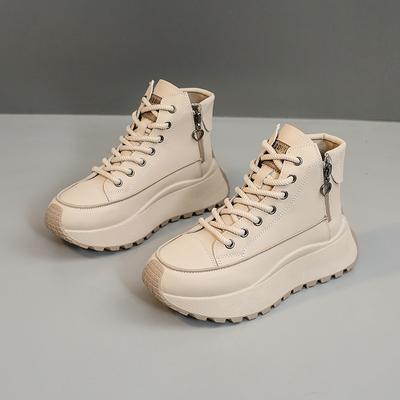 Sapatos Femininos Outono Novo Solado Grosso Aumento de Altura Sapatos Casuais Tênis Versátil da Moda Feminina Botas de Tornozelo Femininas