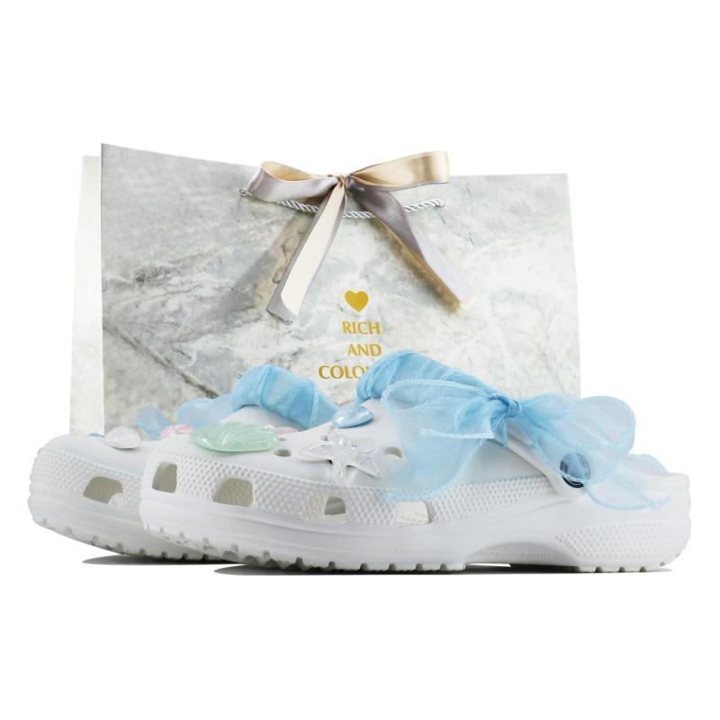 

Crocs Classic clog SDS Pearl Shell EVA Ocean Style Strappy Cartoon Home Casual Beach Hole Shoes Unisex White 43-44 белый