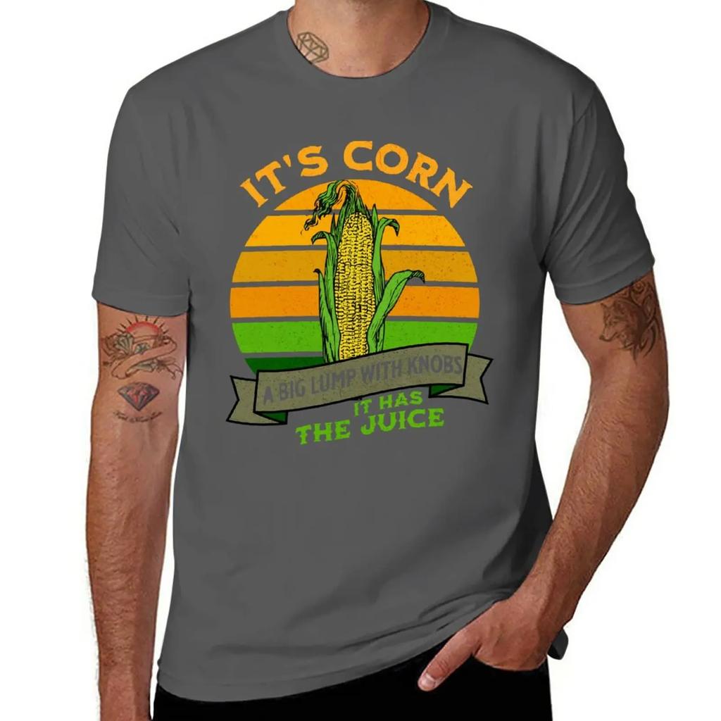 Funny Corn - Retro Vintage It Has The Juice It’s Corn T-Shirt Vintage Clothes Blacks Slim Fit T Shirts for Men