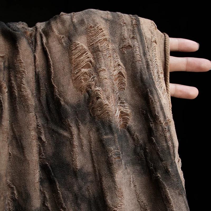 

Punk Vintage Tattered Three-dimensional Texture Distressed Knit Fabric Tie-dye Renovation Dress Clothing DIY Sewing Material 180cm&100cm