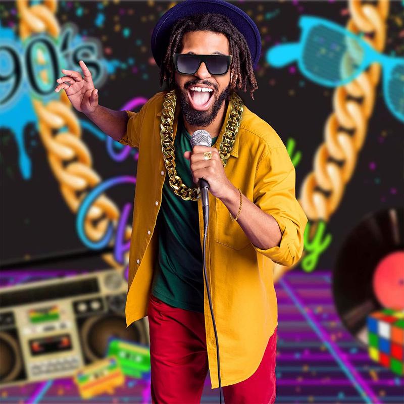 Hip-hop Exaggerated Punk Alloy US Gold Chain Necklace Glasses Ring Bracelet Set
