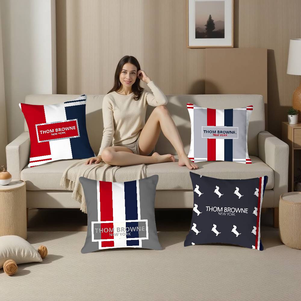 Luxury T_Thom B-Browne Pillow Case Plush Fabric Soft Double Sided Print Sofa Cushion Cover Throw Pillow Covers