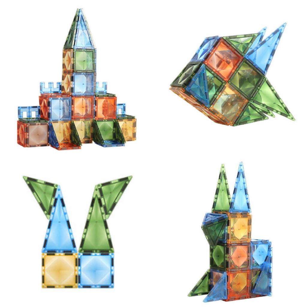 Colorful Faceted Magnetic Window Blocks Educational Kids Diy Building Toy Set