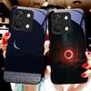 Space Planet For OnePlus Nord 3 5 6T 7 Pro 8 12 10T Reno8 Lite 5G 10R Nord N30 Hard Shell Tempered Glass Phone Case Black